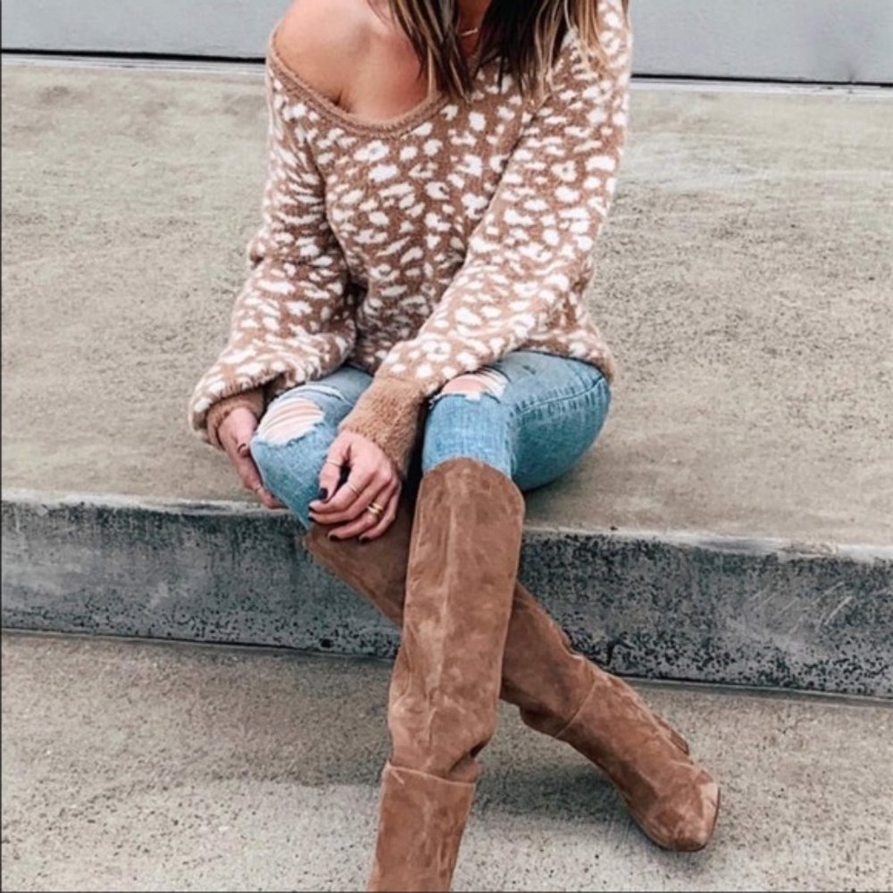 Tan Leopard Abercrombie Sweater